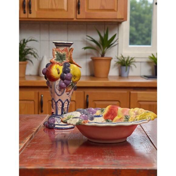 Fitz and Floyd Classics Ambrosia Collection Bowl and Bud Vase Set Vintage EUC - Picture 4 of 8